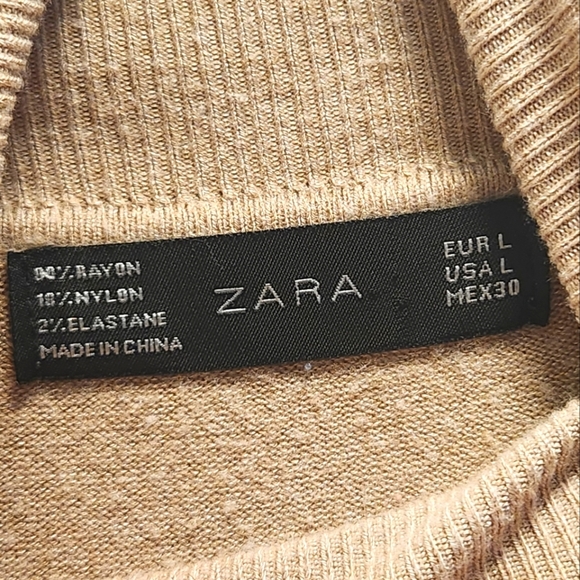 ZARA Size L Turtle-Neck Ivory, Women's Top, Long Sleeve Pullover - Picture 4 of 6